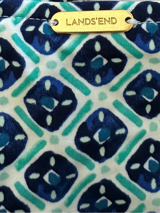 Lands' End Navy and Teal Geometric Tankini Top. Size 12 - Picture 3 of 5